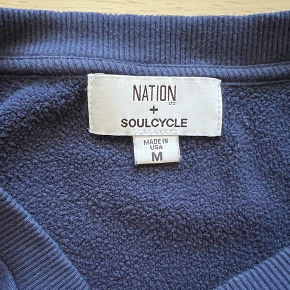 Nation x SoulCycle Cropped Sweatshirt Navy Contrast Sleeve M - Picture 6 of 12